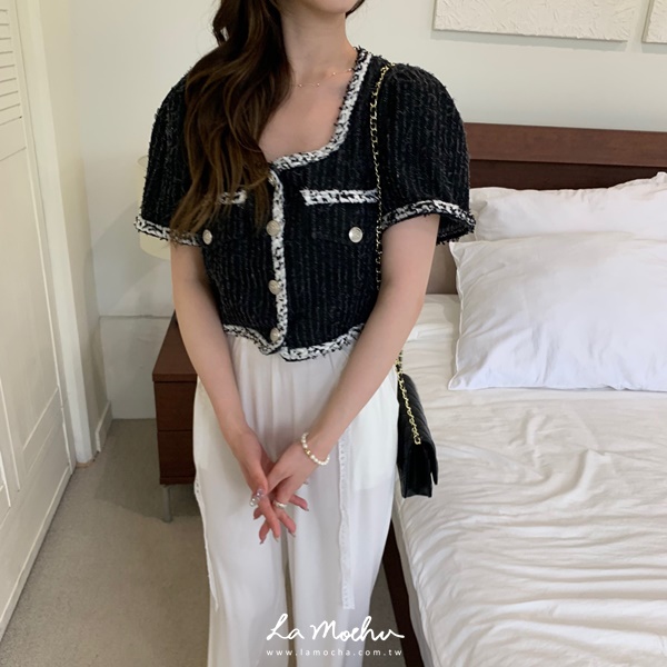 壓扣毛邊小香外套